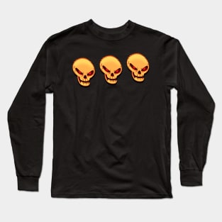 Alien skull. Trio of angry alien faces in a row in yellow. Long Sleeve T-Shirt